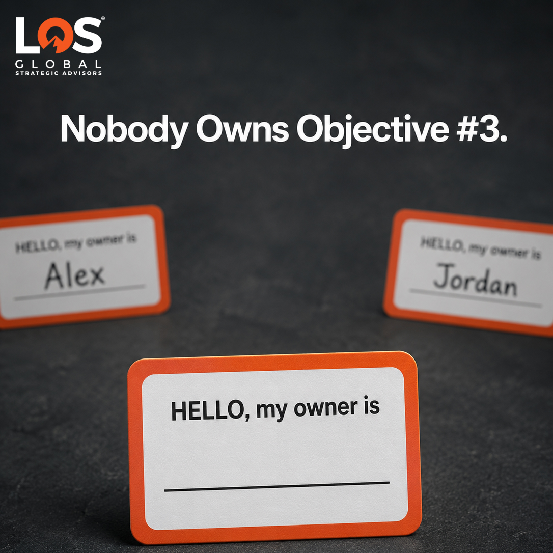 3 name tags with center tag missing a name